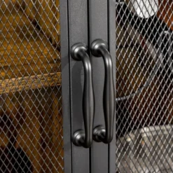 HOMCOM Industrial Wine Rack For 9 Bottles, Retro Liquor Cabinet With Glass Holders, Mesh Doors, And Storage Shelf For Home Bar, Dining Room, Brown -Homcom Shop GUEST dd036dc3 72ce 4661 8f3c 814821c07d3b