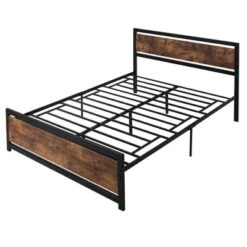 HOMCOM Queen Platform Bed Frame With Headboard & Footboard, Strong Metal Slat Support Full Bed Frame W/ Underbed Storage Space, No Box Spring Needed, 63''x82''x40.5'' -Homcom Shop GUEST dd872a25 1a1f 4e8b 8721 e0c30f8829f7