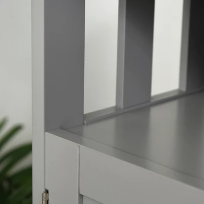 HOMCOM Kitchen Sideboard, Buffet Cabinet, Wooden Storage Console Table With 2-Level Cabinet And Open Shelf, Gray 7 HOMCOM Kitchen Sideboard, Buffet Cabinet, Wooden Storage Console Table With 2-Level Cabinet And Open Shelf, Gray - Image 5