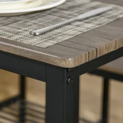 HOMCOM Industrial Dining Table Set, Kitchen Table And Chairs For 4, Dinner Table With Bench Set Metal Frame Storage Shelf, Dinette Set, Rustic Brown -Homcom Shop GUEST ddc5c54a be1e 4c41 9a86 bc77dee9afd1