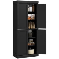 HOMCOM Freestanding Modern 4 Door Kitchen Pantry, Storage Cabinet Organizer With 6-Tier Shelves, And 4 Adjustable Shelves -Homcom Shop GUEST de036356 088e 42c1 b617 d4a37af8a36e