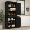 HOMCOM 72" Traditional Freestanding Kitchen Pantry Cupboard With 2 Cabinet, Drawer And Adjustable Shelves, Black Wood Grain -Homcom Shop GUEST de1070a3 e479 42a0 afbf cb73edf52a46