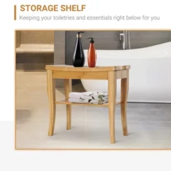 HOMCOM Long Bamboo Shower Bench Seat, 20" Wooden Spa Shower Stool With Underneath Storage Shelf Shoe Organizer 12 HOMCOM Long Bamboo Shower Bench Seat, 20" Wooden Spa Shower Stool With Underneath Storage Shelf Shoe Organizer -Homcom Shop GUEST df3a8211 d7be 4445 98c3 71682002e659