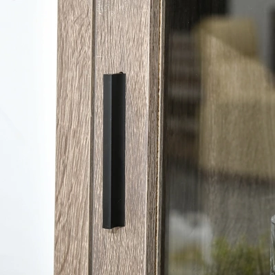 HOMCOM Tall Wine Cabinet, Bar Display Cupboard With 12-Bottle Wine Rack, Glass Door And 3 Storage Compartment For Living Room, Home Bar, Dining Room 6 HOMCOM Tall Wine Cabinet, Bar Display Cupboard With 12-Bottle Wine Rack, Glass Door And 3 Storage Compartment For Living Room, Home Bar, Dining Room - Image 4