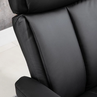 HOMCOM Recliner Chair With Ottoman, 360° Swivel Reclining Chair With Wood Base And Matching Footrest, Black 6 HOMCOM Recliner Chair With Ottoman, 360° Swivel Reclining Chair With Wood Base And Matching Footrest, Black - Image 4