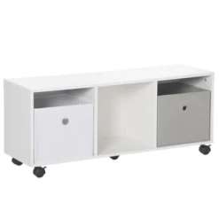 HOMCOM Kids Toy Chest With Cloth Drawers, Cabinet Storage Organizer Children Display Shelf For Toys, Clothes, Or Books For Bedroom With Wheels -Homcom Shop GUEST e244e428 caf0 421d 829c 221c76f43216