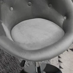 HOMCOM Modern Makeup Vanity Chair Round Tufted Swivel Accent Chair With Chrome Frame Height Adjustable For Living Room -Homcom Shop GUEST e3849c26 0d74 4970 bb0a 9199a8f9e6dd