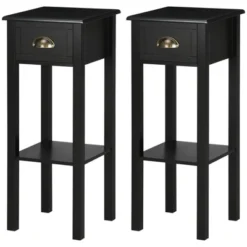 HOMCOM 2-Tier Side Table With Drawer, Narrow End Table With Bottom Shelf, For Living Room Or Bedroom, Set Of 2, Black 9 HOMCOM 2-Tier Side Table With Drawer, Narrow End Table With Bottom Shelf, For Living Room Or Bedroom, Set Of 2, Black -Homcom Shop GUEST e3f379be 0b9d 43b4 80ce b6c07b003ca7