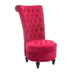 HOMCOM High Back Accent Chair, Upholstered Armless Chair, Retro Button-Tufted Royal Design With Thick Padding And Rubberwood Leg, Crimson Red -Homcom Shop GUEST e60646c7 b0fe 4c39 a9ec ad6fe24d80e5