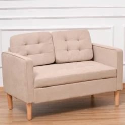 HOMCOM Modern 2-Seater Loveseat Button-Tufted Fabric Couch With Storage Chest, Cushions And Rubberwood Legs For Living Room -Homcom Shop GUEST e70e3290 3c9a 4b59 8548 5960241886ab