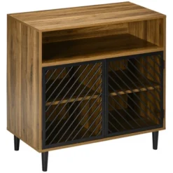 HOMCOM Industrial Kitchen Storage Cabinet, Sideboard Floor Accent Cabinet With Metal Doors And Adjustable Shelves For Living Room, Dark Wood Grain -Homcom Shop GUEST e9f36eb8 4cc8 4085 9d35 b6adb1c0439c