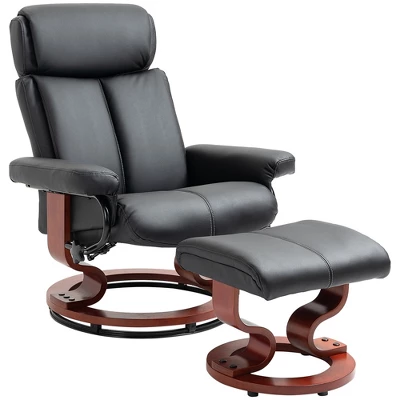 HOMCOM Recliner Chair With Ottoman, 360° Swivel Reclining Chair With Wood Base And Matching Footrest, Black 5 HOMCOM Recliner Chair With Ottoman, 360° Swivel Reclining Chair With Wood Base And Matching Footrest, Black - Image 3
