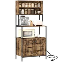 HOMCOM Baker's Rack With Power Outlet, Coffee Bar Cabinet With Storage Shelves, Microwave Stand With Louvred Door Cabinets, Rustic Brown 13 HOMCOM Baker's Rack With Power Outlet, Coffee Bar Cabinet With Storage Shelves, Microwave Stand With Louvred Door Cabinets, Rustic Brown -Homcom Shop GUEST ec01d3ca 055e 47db aba1 260d769f1207