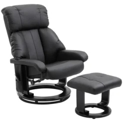 HOMCOM Recliner With Ottoman Footrest, Recliner Chair With Vibration Massage, Faux Leather And Swivel Wood Base For Living Room And Bedroom -Homcom Shop GUEST ec4ebf16 5b51 4eef 84ac 313753998ea7