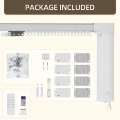 HOMCOM Smart Curtains System With Adjustable Tracks Rod (up To 180 In), Compatible With Alexa, Google Home Voice, WiFi App, Remote Control, White -Homcom Shop GUEST ec8eea6c 1b3a 45d0 aa54 e40f8be4c0df