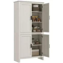 HOMCOM 64" 4-Door Kitchen Pantry, Freestanding Storage Cabinet With 3 Adjustable Shelves For Kitchen, Dining Or Living Room, Antique White 13 HOMCOM 64" 4-Door Kitchen Pantry, Freestanding Storage Cabinet With 3 Adjustable Shelves For Kitchen, Dining Or Living Room, Antique White -Homcom Shop GUEST ecb2d44e 11c4 4bec bece 7ad8693369b2