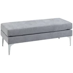HOMCOM 47.75 Inches End Of Bed Bench, Upholstered Entryway Bench With Double Layer Seat Cushions And Steel Legs, Bedroom Bench -Homcom Shop GUEST eeb20f96 0f9d 47c4 ae45 29a8310a0358