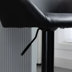 HOMCOM Adjustable Bar Stools Set Of 4, Swivel Barstools With Footrest And Back, PU Leather And Steel Round Base, For Kitchen Counter, Black -Homcom Shop GUEST efd6233f d14e 4a39 aac6 5ec22542f510