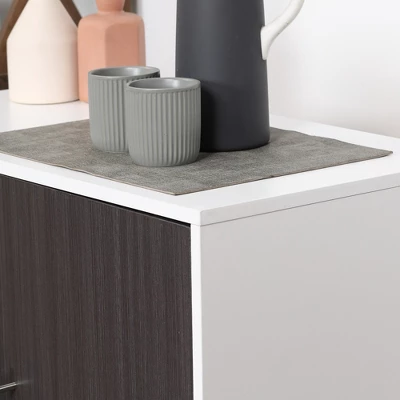 HOMCOM 2-Door Storage Cabinet With Adjustable Shelf, Free Standing Accent Sideboard And Buffet For Kitchen Or Hallway, Grey / White 7 HOMCOM 2-Door Storage Cabinet With Adjustable Shelf, Free Standing Accent Sideboard And Buffet For Kitchen Or Hallway, Grey / White - Image 5