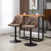 HOMCOM Counter Height Bar Stools Set Of 2, Height Adjustable Swivel Barstools With Footrest And Tufted Back, Linen Fabric Bar Chairs, Brown -Homcom Shop GUEST f15fe13b 6722 436c 9cf9 6db2dd313050