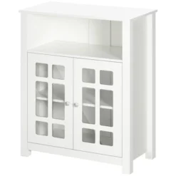 HOMCOM Kitchen Cabinet, Storage Cabinet, Sideboard Buffet Cabinet With Double Glass Doors For Kitchen, Living Room, White -Homcom Shop GUEST f28e2762 7be9 4335 9ba7 968652c7b415