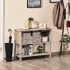 HOMCOM Farmhouse Style Console Table With Sliding Barn Doors And 4 Open Storage Compartments And Elevated Base, Gray -Homcom Shop GUEST f30c8163 32cb 4631 844a 15a0f21bd572
