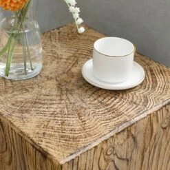 HOMCOM Decorative Side Table With Square Tabletop, Rustic Concrete End Table With Wood Grain Finish, For Indoors And Outdoors, Natural -Homcom Shop GUEST f37c0b2f 1c7e 4289 91af 06f2bea2ae36