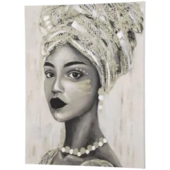 HOMCOM Hand-Painted Canvas Wall Art For Living Room Bedroom, Painting Gold African Woman, 39.25" X 31.5" -Homcom Shop GUEST f39a4bf9 90ba 469e a411 e5883894790c