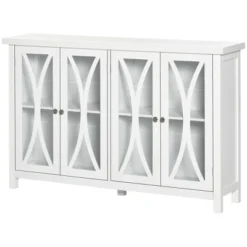 HOMCOM Sideboard, Buffet Cabinet With Adjustable Shelves, Credenza With 4 Glass Doors, White -Homcom Shop GUEST f406a1f3 40f7 435b 9341 b5ffee2d5cd9
