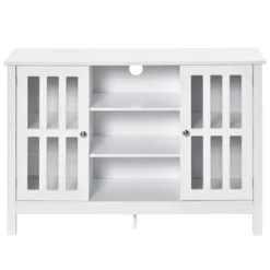 HOMCOM Modern Sideboard, Storage Cabinet, Buffet With 2 Slatted Framed Doors, Open Middle Shelving And Cable Management Hole -Homcom Shop GUEST f477e072 daae 4e42 a199 79725a393c74