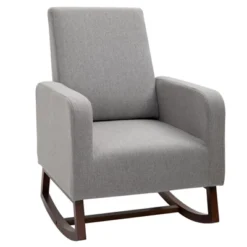 HOMCOM Accent Lounge Rocking Chair With Solid Curved Wood Base And Linen Padded Seat 15 HOMCOM Accent Lounge Rocking Chair With Solid Curved Wood Base And Linen Padded Seat -Homcom Shop GUEST f61b574c 6a0b 4265 a1e0 5a95981b6679
