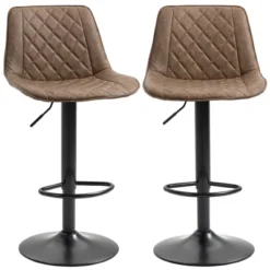 HOMCOM Adjustable Bar Stools Set Of 2, Counter Height Barstools With Swivel Seat Round Steel Base, And Footrest, ‎Dark Brown -Homcom Shop GUEST f67f9c6c e445 408b a9e3 184dfb5c5546