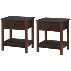 HOMCOM End Table With Drawer, Side Table With Top And Bottom Shelf For Small Spaces, Set Of 2, Dark Brown 9 HOMCOM End Table With Drawer, Side Table With Top And Bottom Shelf For Small Spaces, Set Of 2, Dark Brown -Homcom Shop GUEST f699220f 77bd 4cb5 9a61 eeac666a9249