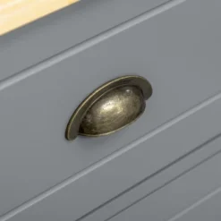 HOMCOM Buffet Cabinet With 3 Storage Drawers And Adjustable Shelves, 2 Door Sideboard With Rubber Wood Top, Coffee Bar For Living Room, Gray -Homcom Shop GUEST f6a41b7d 4267 4e9e 922b 45cc76fc7b79