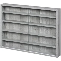 HOMCOM 5-storey Wall Shelf Display Cabinet, Shotglass Display Case With 2 Glass Doors And 4 Adjustable Shelves, Gray -Homcom Shop GUEST f6dbf44a d79d 43b8 803b 2b751f1c5031