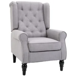 HOMCOM Button-Tufted Accent Chair With High Wingback, Rounded Cushioned Armrests And Thick Padded Seat -Homcom Shop GUEST f7d81894 e92f 4058 be36 13519546e2dc