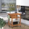 HOMCOM Bamboo Kitchen Island Cart On Wheels, Utility Trolley Cart With 2 Storage Drawers And Open Shelves, Natural -Homcom Shop GUEST fb5227ca 4f4e 4704 b892 e4f598f3a6a6