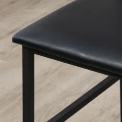 HOMCOM 3 Piece Bar Table And Chair Set, Dining Table And Armless Chairs Set With PU Padded Stools And Steel Frame, Brown -Homcom Shop GUEST feae4ad4 fc16 401b a695 8629585d9eaf