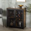 HOMCOM Industrial Wine Rack For 9 Bottles, Retro Liquor Cabinet With Glass Holders, Mesh Doors, And Storage Shelf For Home Bar, Dining Room, Brown -Homcom Shop GUEST fee21f8a b5a0 427c 99d3 e74cc8e40f41