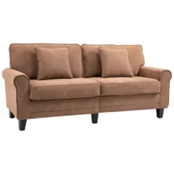 HOMCOM Modern 3-Seater Sofa 78" Thick Padded Comfy Couch With 2 Pillows, Corduroy Fabric Upholstery, Pine Wood Legs And Rounded Arms For Living Room -Homcom Shop GUEST fef0dad8 2115 48d0 b5dc 3b582e314930