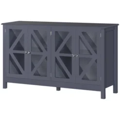 HOMCOM Kitchen Sideboard, Tempered Glass Door Buffet Cabinet With Adjustable Storage Shelf For Living Room, Kitchen, Study, Gray -Homcom Shop GUEST ff45f098 89c0 44da a1ad 1e0dd9407d2b