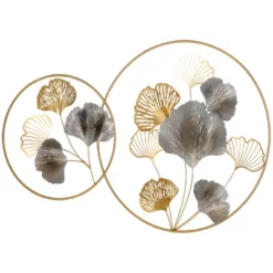HOMCOM 3D Metal Wall Art Modern Ginkgo Leaves Hanging Wall Sculptures Home Decor For Living Room Bedroom Dining Room, 40" X 26", Gold -Homcom Shop GUEST ffdafa6d fff7 43af 8a9c 945cbba513a1