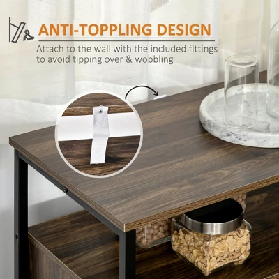 HOMCOM Rustic Kitchen Sideboard, Serving Buffet Storage Cabinet With Adjustable Shelves, Glass Doors, And 2 Drawers For Living Room 7 HOMCOM Rustic Kitchen Sideboard, Serving Buffet Storage Cabinet With Adjustable Shelves, Glass Doors, And 2 Drawers For Living Room - Image 5